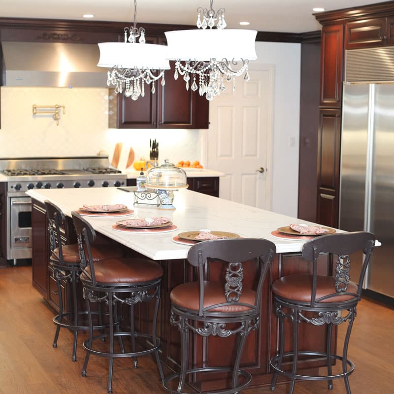 Modern kitchen interior with sleek wooden cabinets in Southern California